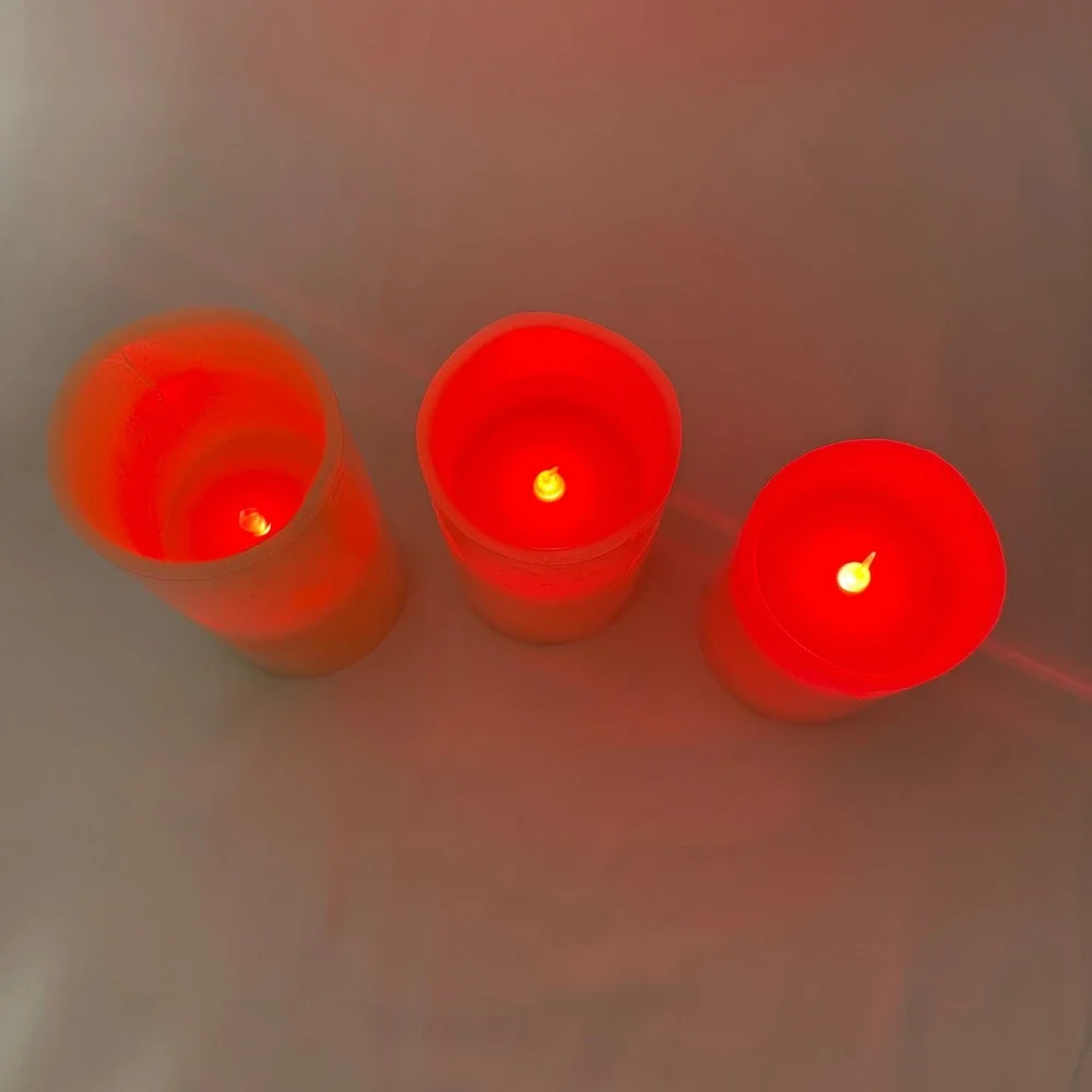 Glow Candles LED Pillar Candles Cream Color Changing Remote Set of 3